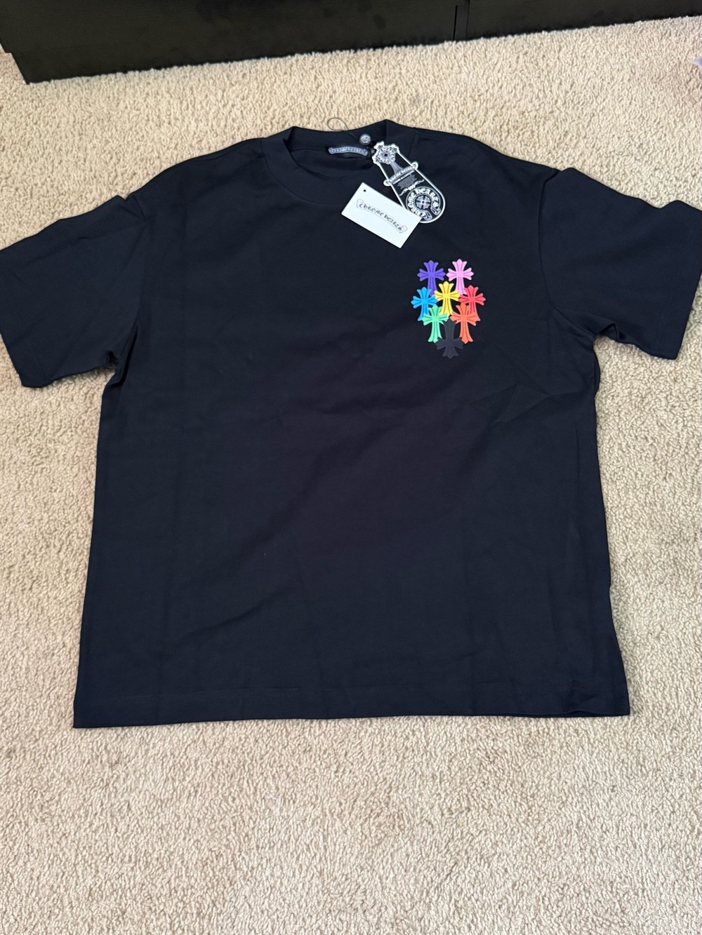 Chrome Hearts Black T-Shirt with Rainbow Cross Cluster